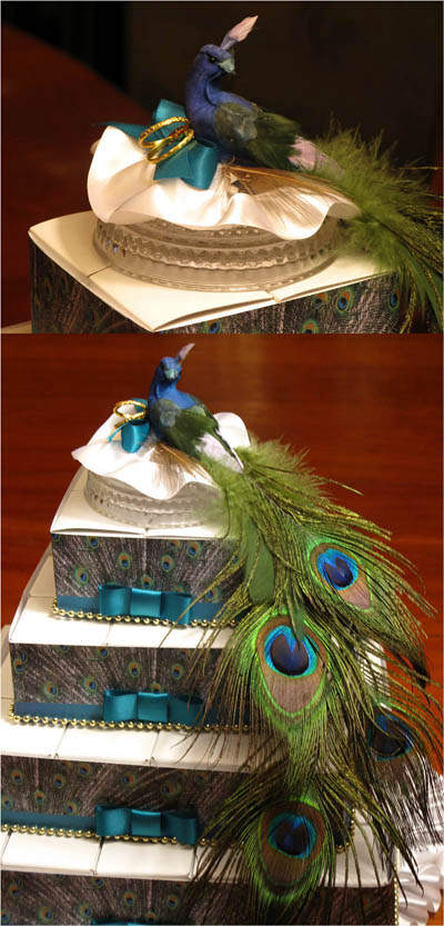 Delicious Peacock Wedding Cake