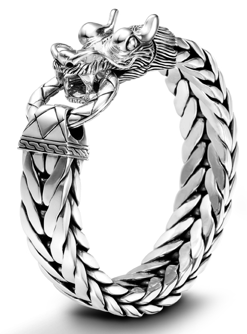 The first is the edgy Naga Silver Dragon Head bracelet pictured above that 