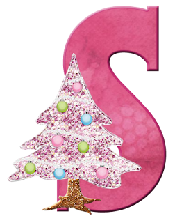 Alfabeto Navideño en Rosa con Árbol de Navidad.