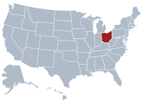 Map of United States with Ohio highlighted.
