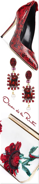 ♦Oscar De La Renta Wine Red Perfect Pairings #shoes #bags #jewelry #oscardelarenta #brilliantluxury