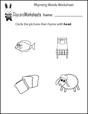 Cut and Paste Preschool Worksheets Kindergarten Rhyming Words