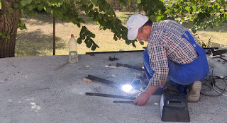 Welding the frames together