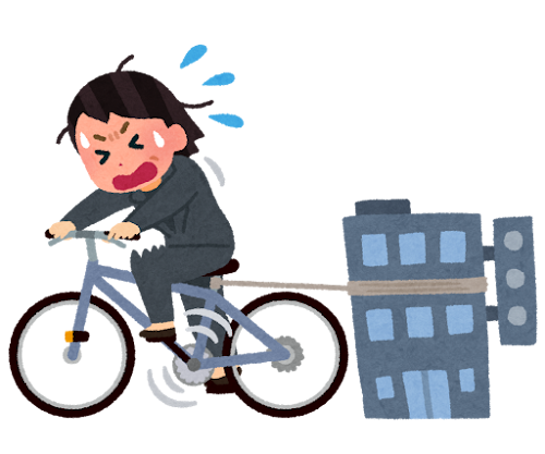 自転車操業のイラスト（女性）