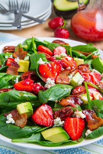 Strawberry and Avocado Spinach #Salad in Raspberry Balsamic Vinaigrette