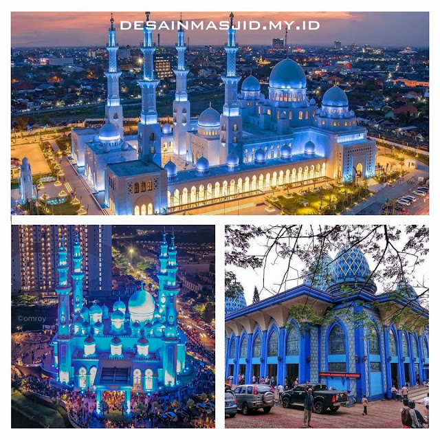 desain masjid berwarna biru