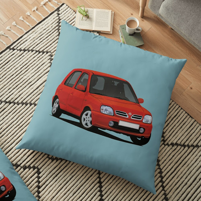 Nissan Micra March car illustration - home decor - pillow