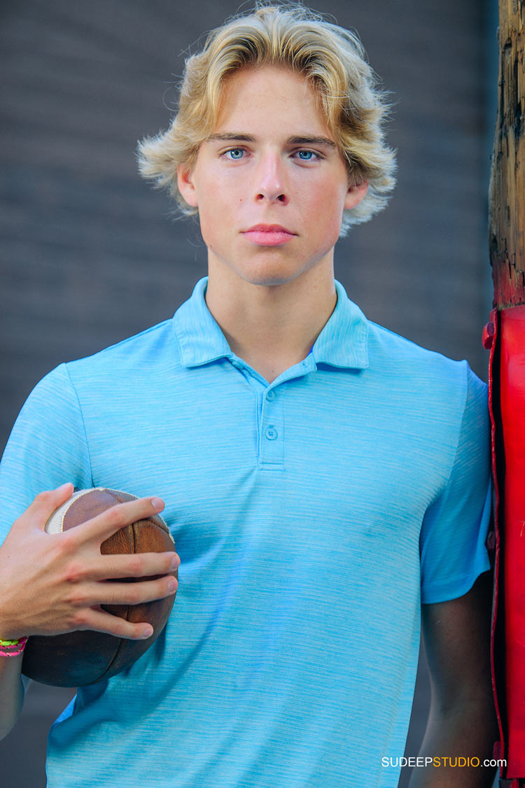 Pioneer High School Football Senior Pictures for Guys in Arboretum Nature by SudeepStudio.com Ann Arbor Senior Portrait Photographer