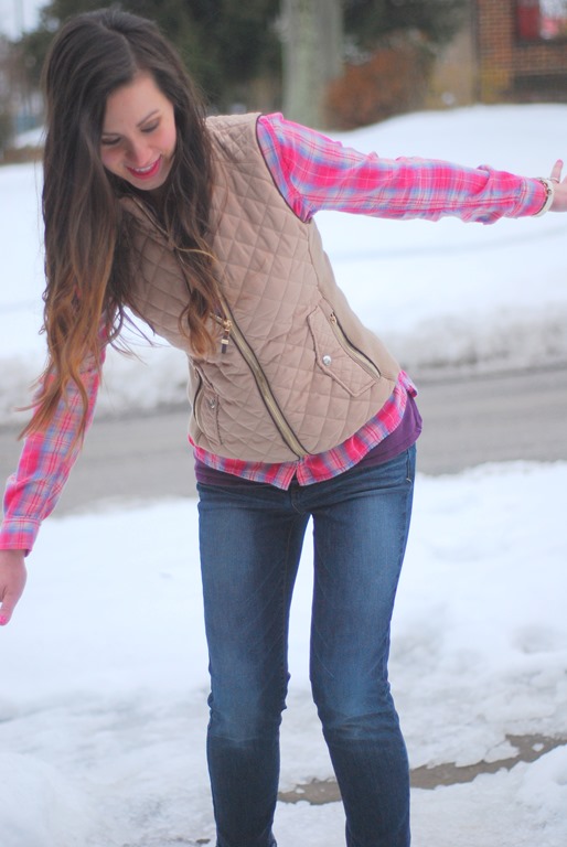 Pink Plaid & Gold Vest