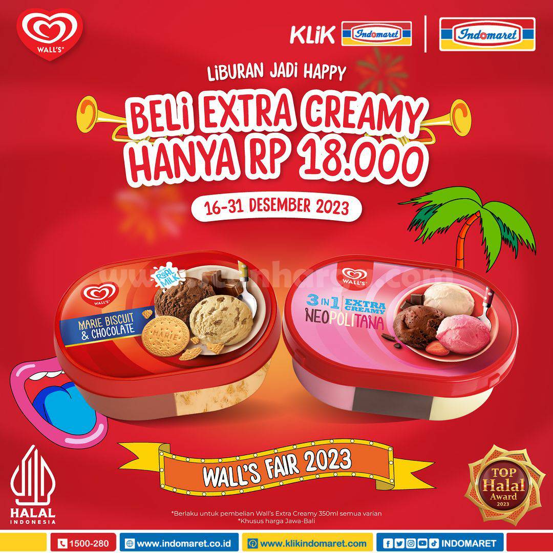 PROMO INDOMARET WALLS FAIR BELI WALL’S EXTRA CREAMY CUMA RP. 18.000