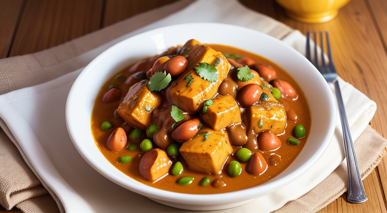 Frango ao Curry com Coco e Legumes