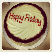 We had a Happy Friday Red Velvet cake from The Hummingbird Bakery at work . (happyfriday)