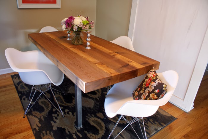 industrial style reclaimed wood dining table 