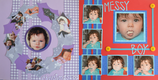 First Christmas and Messy Boy Scrapbook Pages