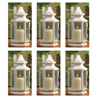 24 Pc Wedding Discount Lot White Victorian Metal Glass Candle Lantern Decor 11"