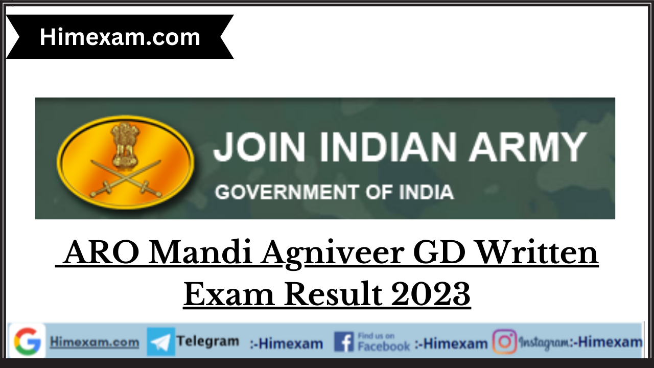 ARO Mandi Agniveer GD Written Exam Result 2023