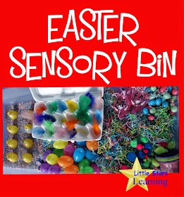 Easter sensory bin with learning activities