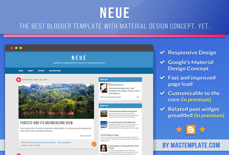 material design blogger template neue