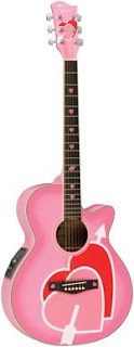 Pink Acoustic Guitar 11 CH Eagle steel string tuner