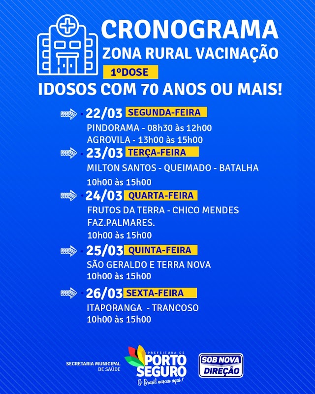 Porto Seguro: Se liga na programação da vacinação contra a COVID-19 na Terra Mãe do Brasil