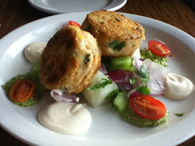crab cakes from Moss Beach Distillery