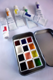 Watercolor half pans, pans for watercolor paint, plastic cubes for paint, watercolor paint, gouache paint