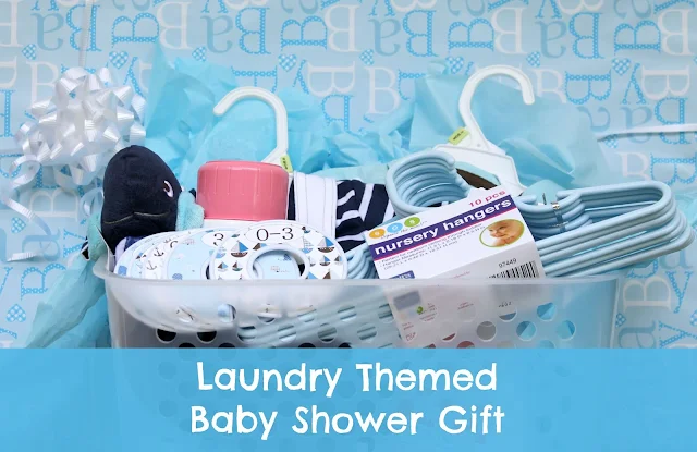 Laundry basket baby shower gift idea for boys