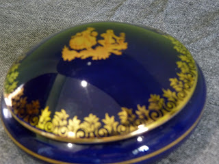 Limoges France porcelana cobalt gold