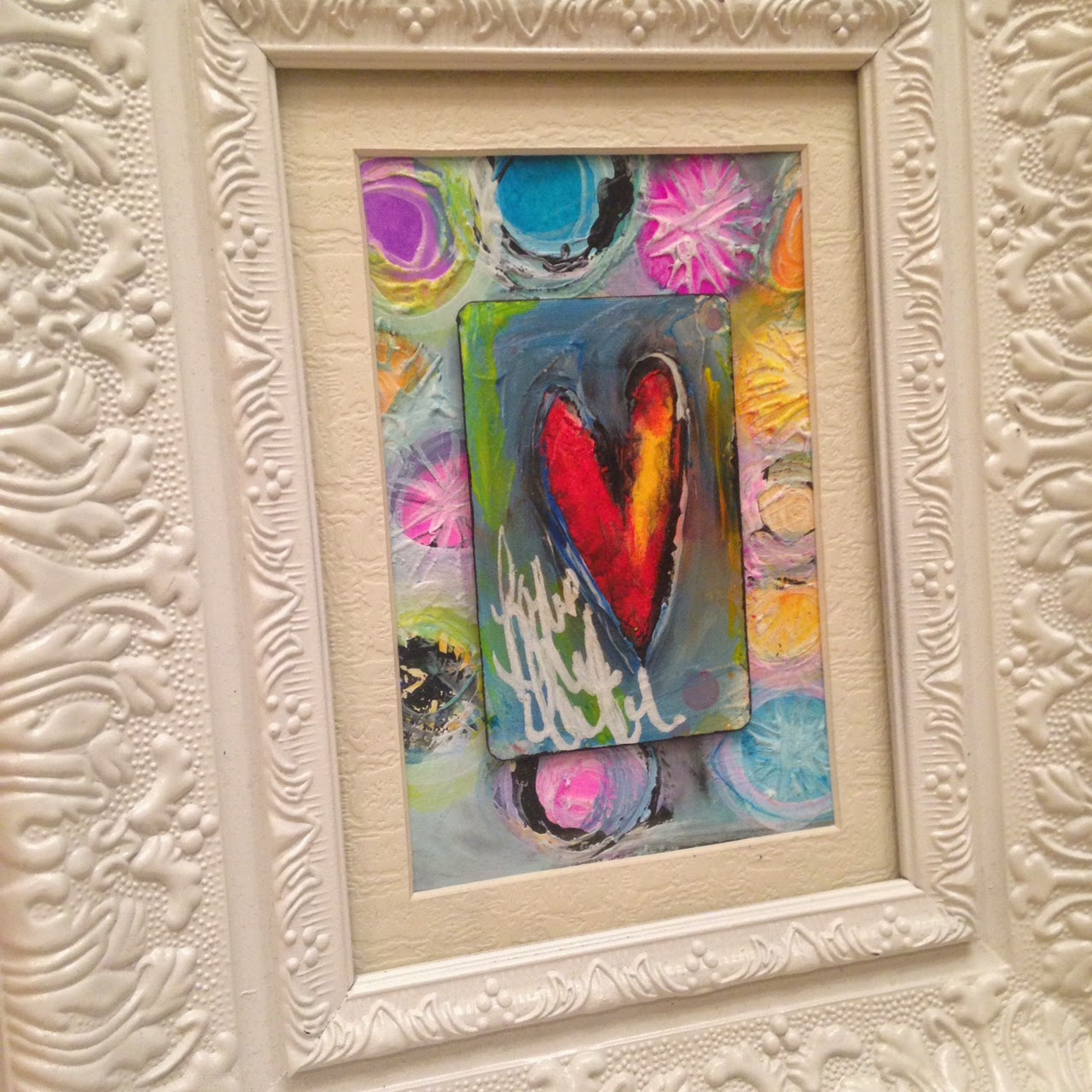 Made by Nicole Framed  Mixed  Media  Heart Wall  Decor 