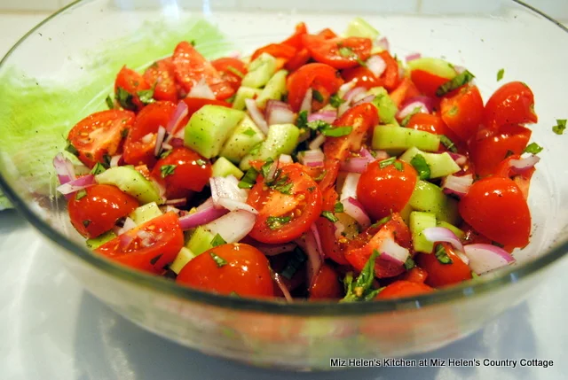 Tomato Basil & Cucumber Salad at Miz Helen's Country Cottage