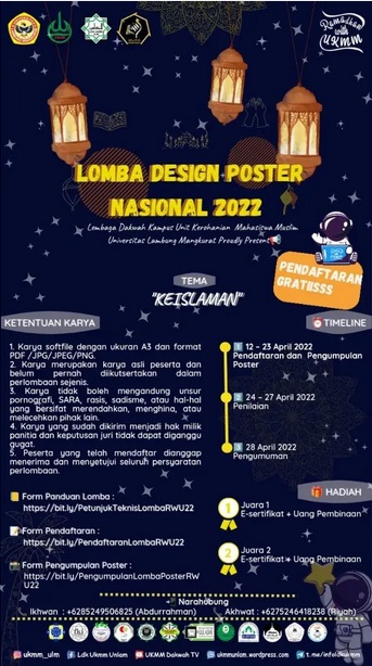 Yuk Ikutan Lomba Poster Baca puisi dan Video kreatif by LDKUK Mahasiswa Muslim Universitas Lambung Mangkurat