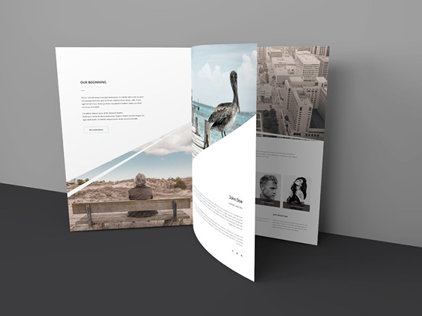 Download Gratis Mockup Majalah, Brosur, Buku, Cover - Three Page Free Brochure Mock-up