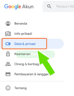 data dan privasi google account