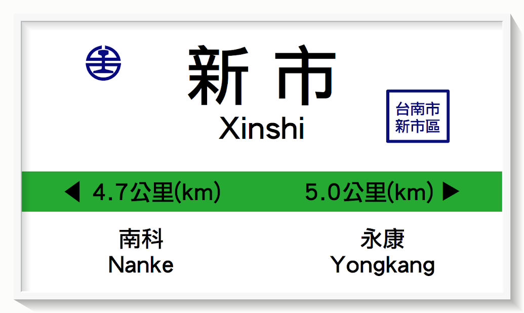 台湾鉄路新市駅表示板イメージ