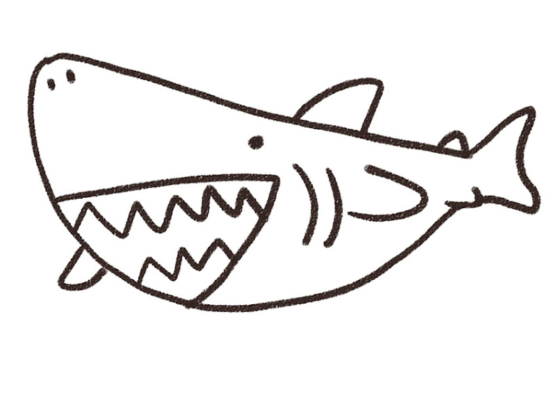 新鮮なサメ イラスト 簡単 無料の日本イラスト