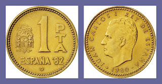 S23 SPAIN 1 PESETA COMMEMORATIVE COIN UNC (1980-1982)