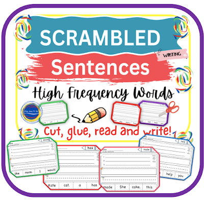 Scrambled Sentences High Frequency Sight Words RF.1.1.a Reading and Writing