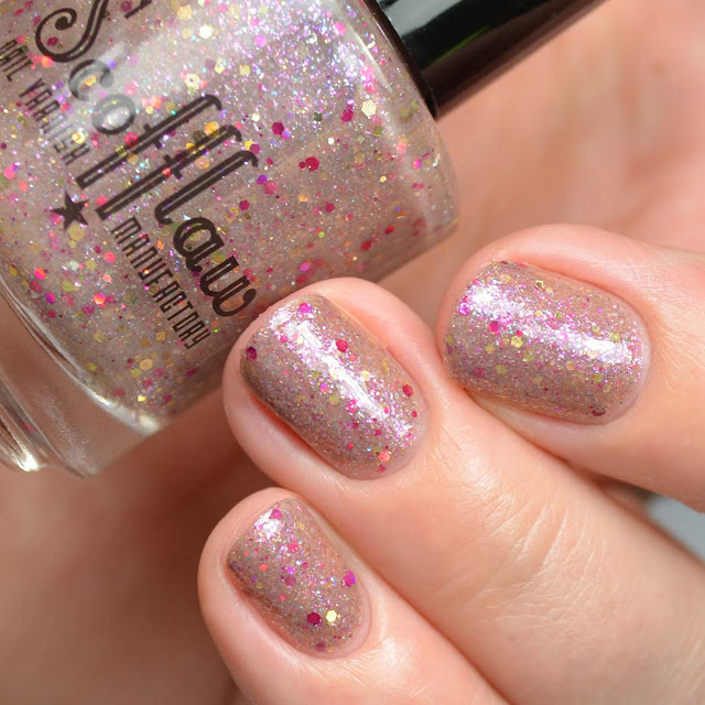 mauve jelly with holographic glitter