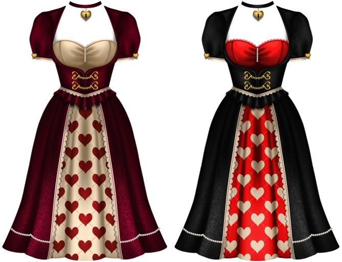 Majesty of Hearts Outfit in Burgundy, Black - Female