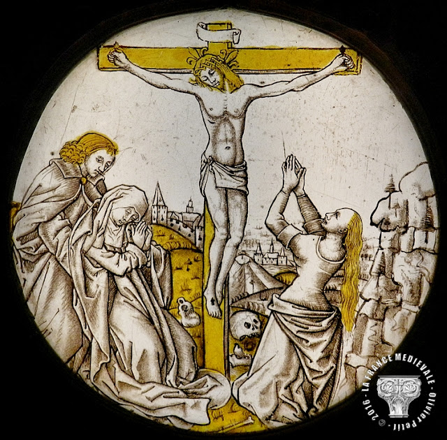 DIJON (21) - Musée des Beaux Arts : Vitrail - Crucifixion - XVe siècle