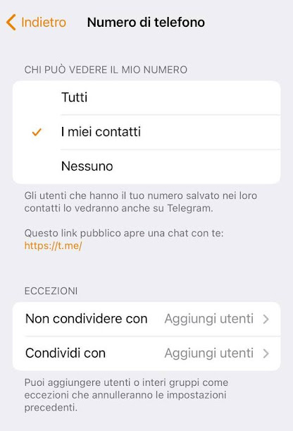 Telegram chi può vedere il mio numero i miei contatti