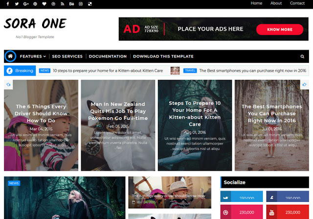 Sora One Blogger Free Template