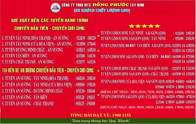 Lịch trình xe Đồng Phước An Sương