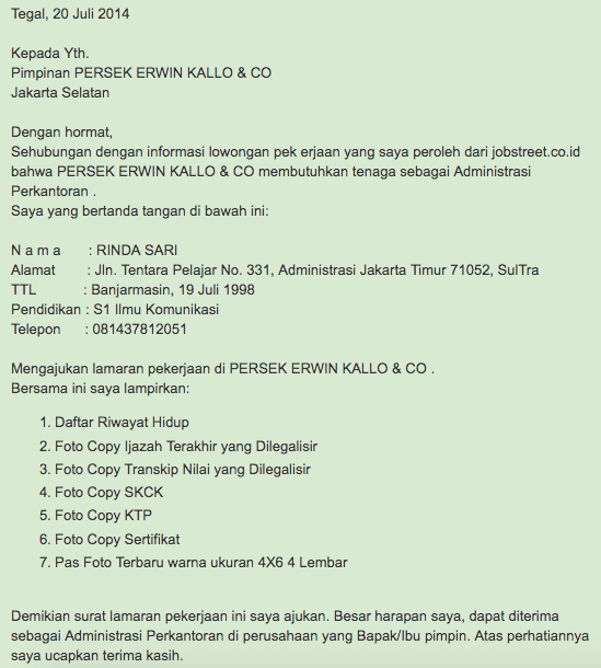  Mencari pekerjaan membutuhkan surat lamaran pekerjaan Inilah Contoh Surat Lamaran Kerja SMA/SMK Yang Menarik untuk Fresh Graduate !