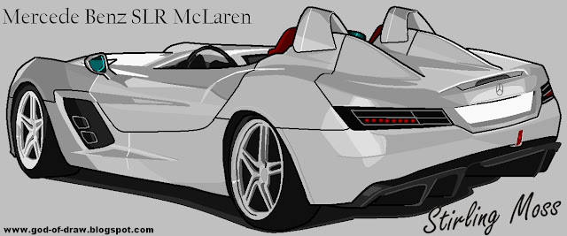 Mercedes Benz SLR McLaren Stirling Moss rear side view drawing