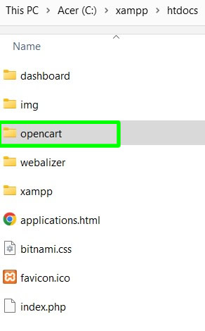 copying OpenCart installer inside xampp htdocs folder