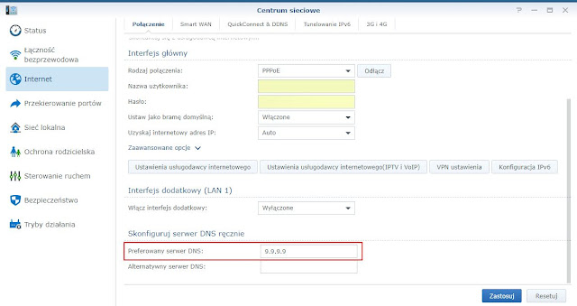 Konfiguracja serwera DNS w routerze Synology RT2600ac