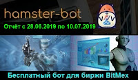 Hamster-Bot - статистика работы с 28.06.2019 по 10.07.2019 года