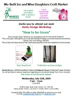 Flyer: Wo-Built Inc. and Wise Daughters Home Design Workshop: How to Be Green