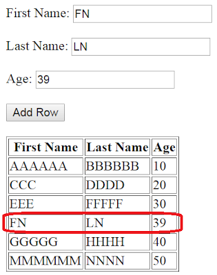 add row to html table in javascript